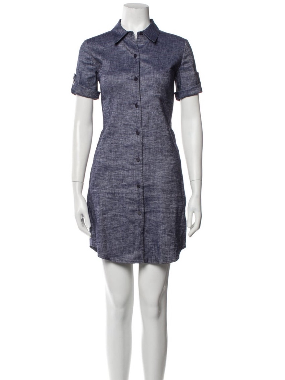 Theory Chambray Mini Shirt Dress in Indigo